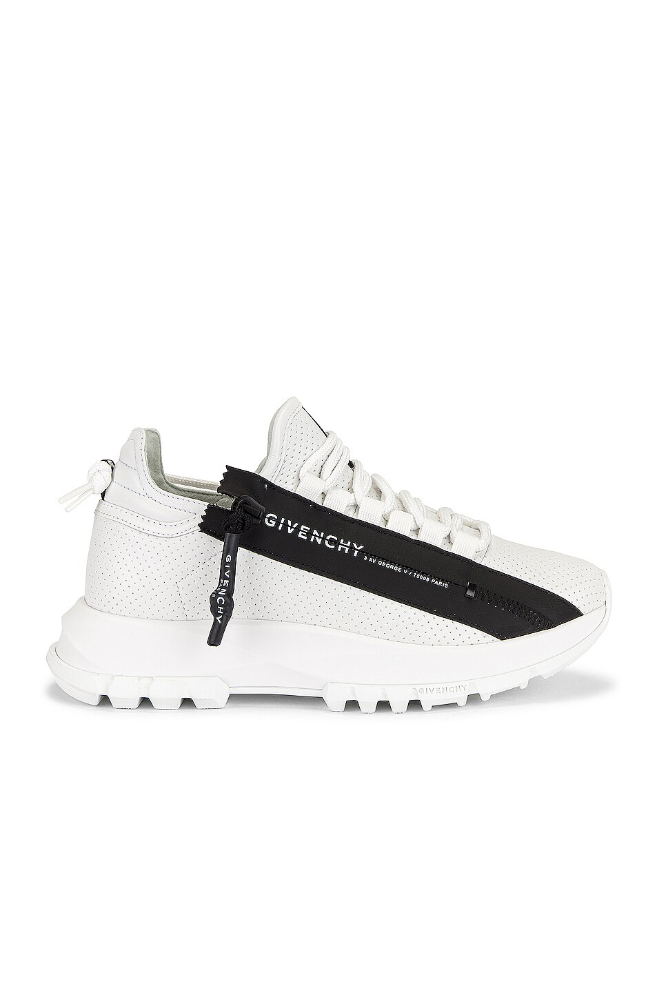 Image 1 of Givenchy Spectre Low Runner Zip Sneakers in White & Black