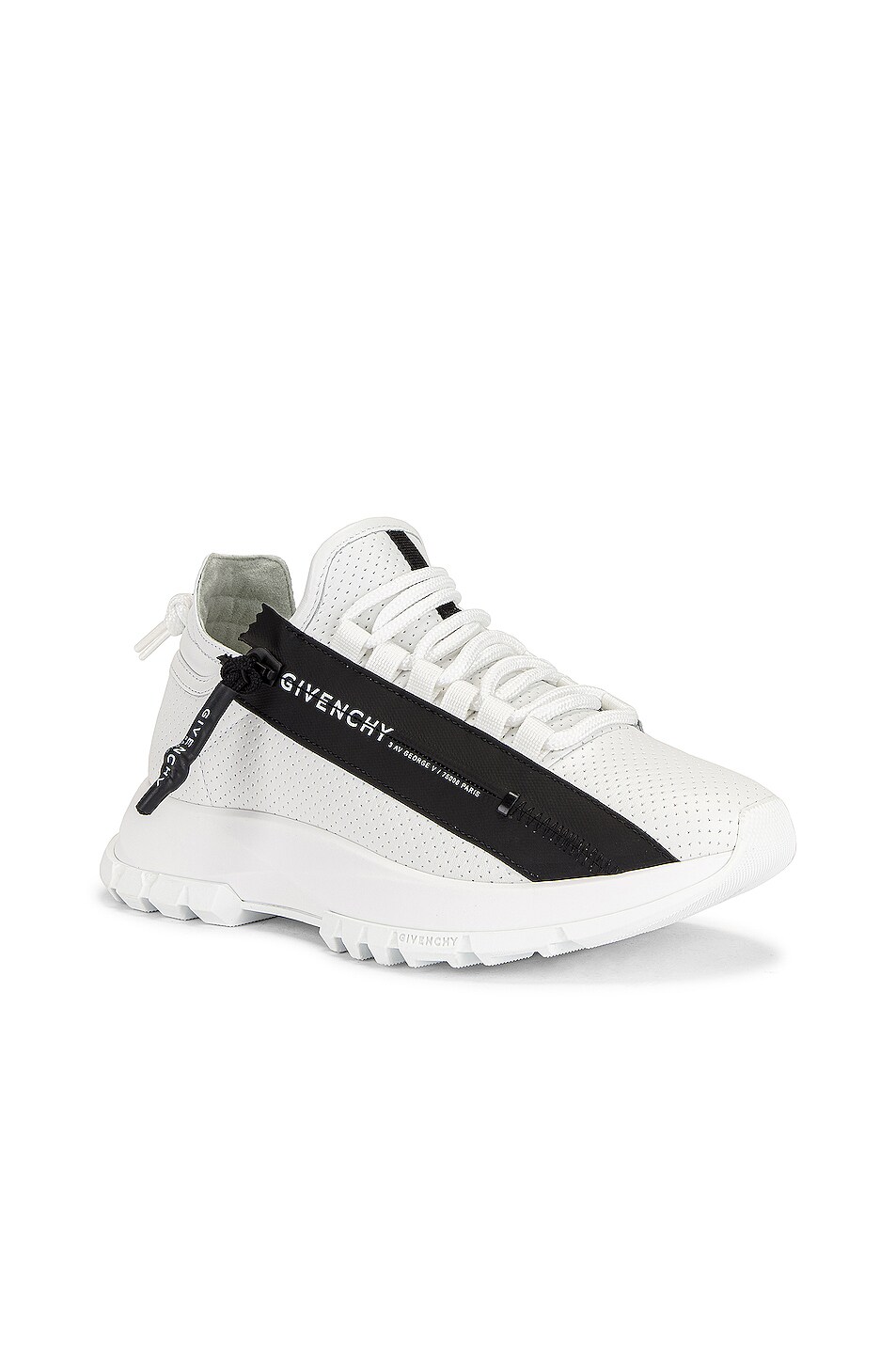 Givenchy Spectre Low Runner Zip Sneakers in White & Black | FWRD