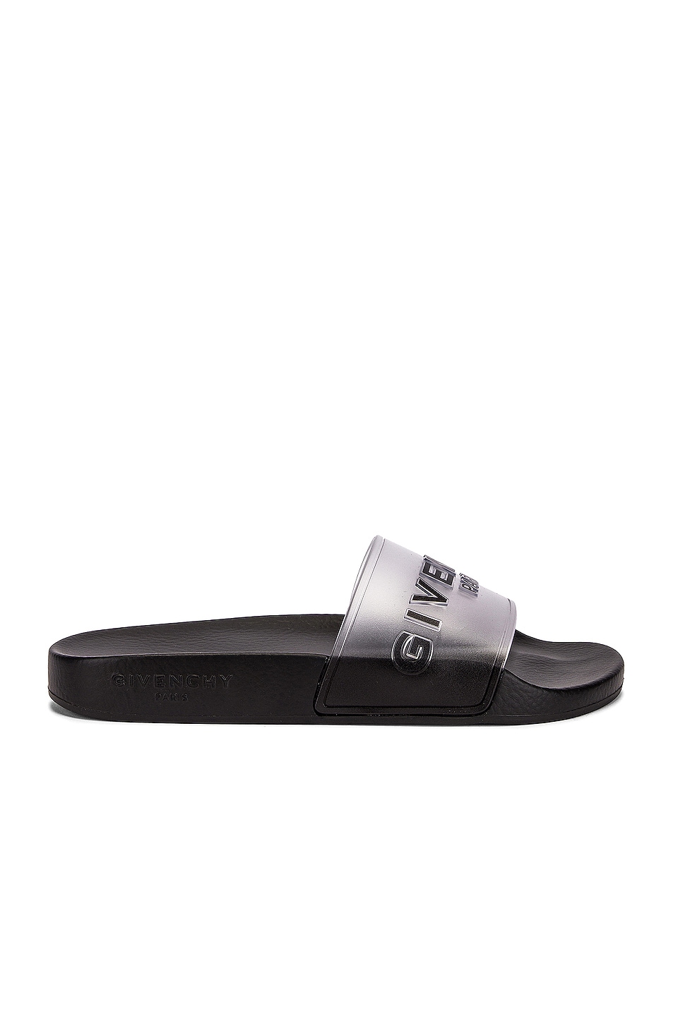 Image 1 of Givenchy Logo Flat Sandals in White & Black