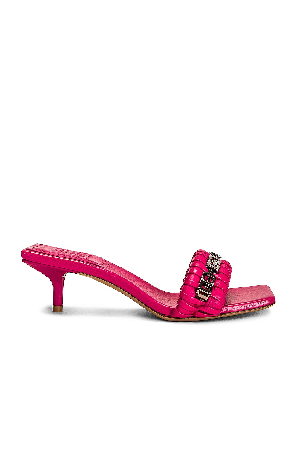 Image 1 of Givenchy G Woven Kitten Heel Sandals in Neon Pink