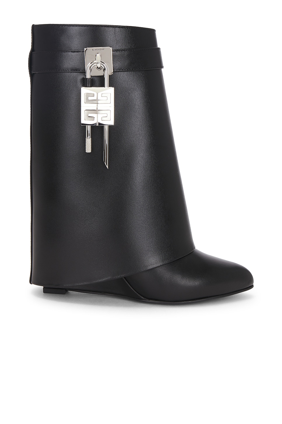 Givenchy Shark Lock 90 Leather Ankle Boots Shoes In Black