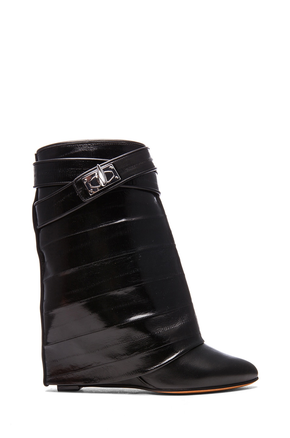 Image 1 of Givenchy Shark Lock Eelskin & Calfskin Leather Boots in Black