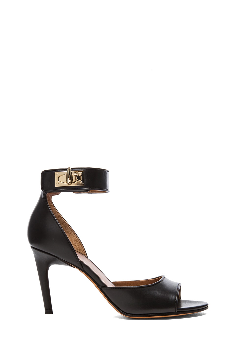 Image 1 of Givenchy Conan Shark Lock Calfskin Leather Sandals in Black