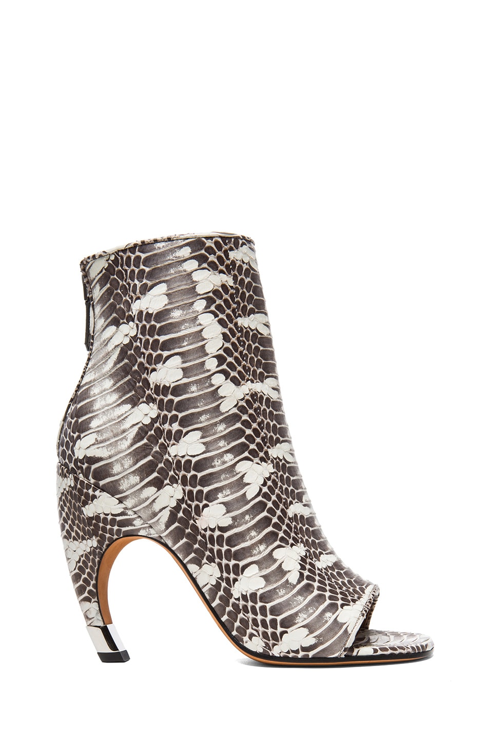 Image 1 of Givenchy Eclisi Curved Heel Snakeskin Embossed Leather Booties in Natural