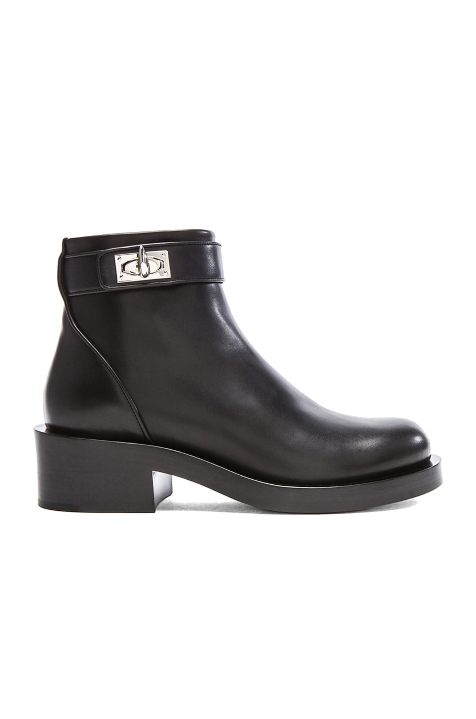 Image 1 of Givenchy Silvia Shark Lock Leather Ankle Boots in Black