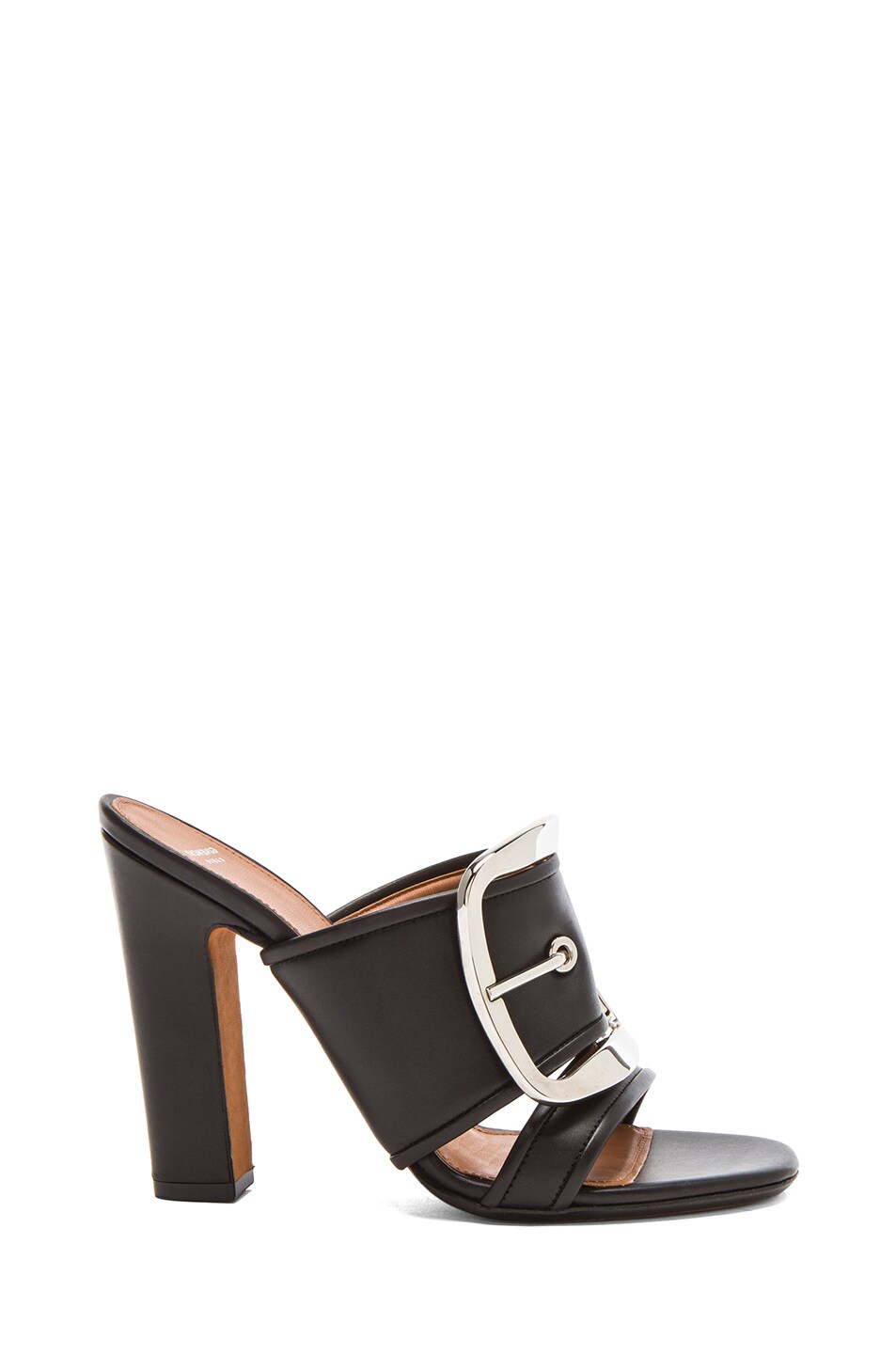 Image 1 of Givenchy Odia Leather Mules with Silver Buckle in Black