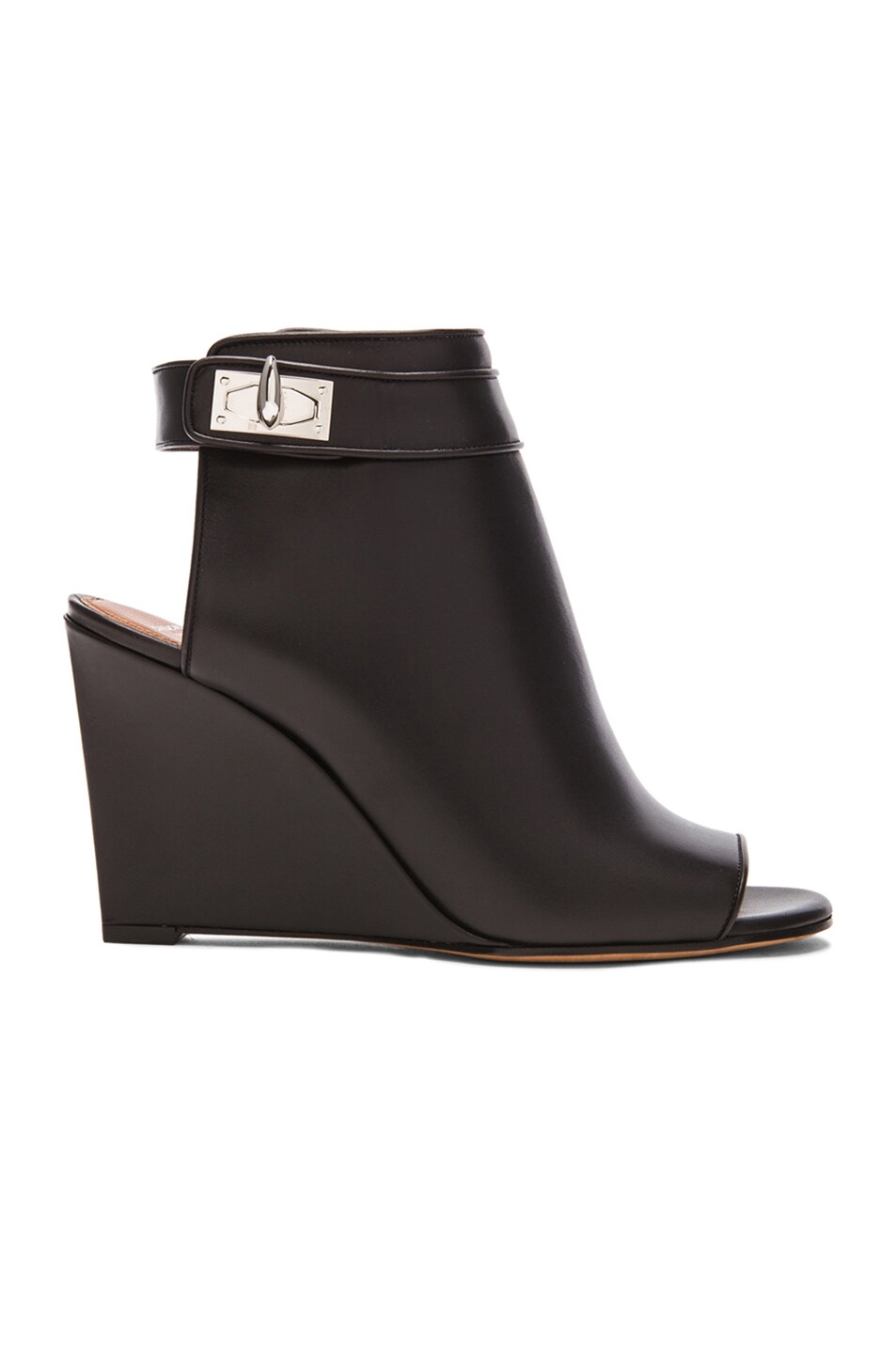 Image 1 of Givenchy Shark Lock Leather Wedges in Black