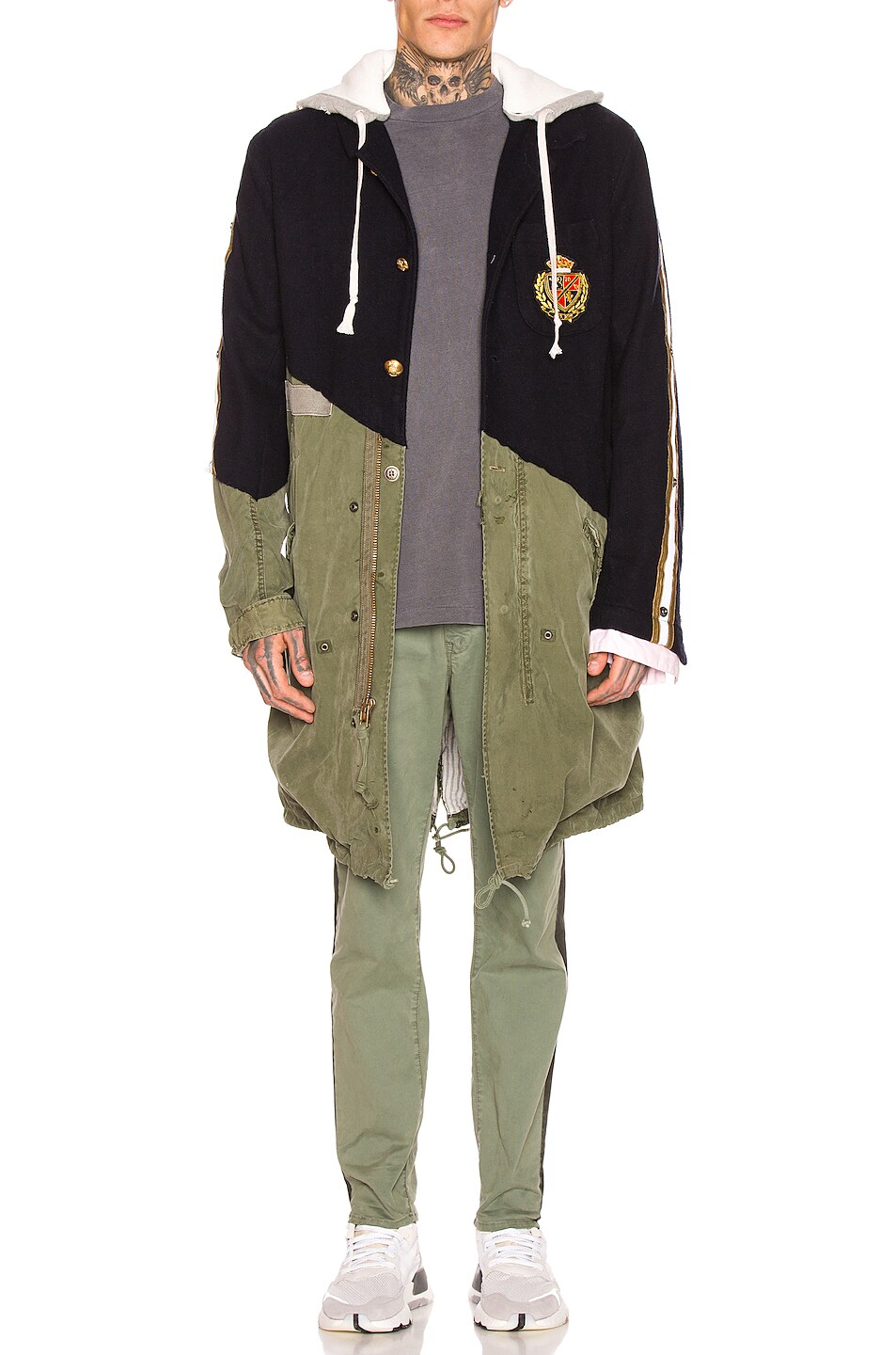 Image 1 of Greg Lauren Army Fishtail Parka in Navy & Army
