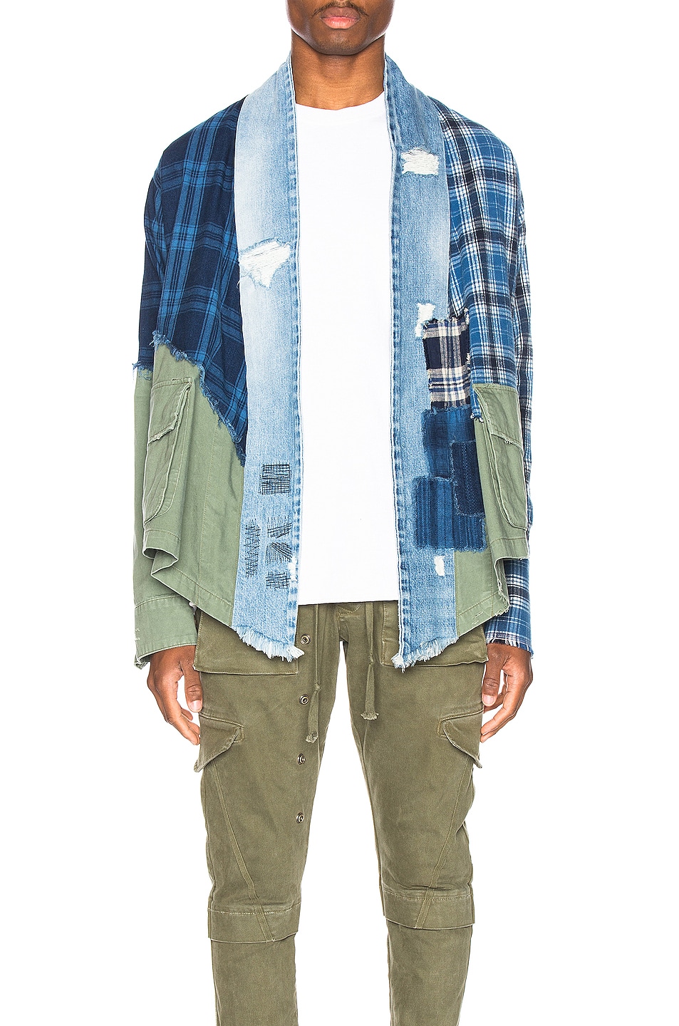 Image 1 of Greg Lauren Army Kimono in Blue & Army