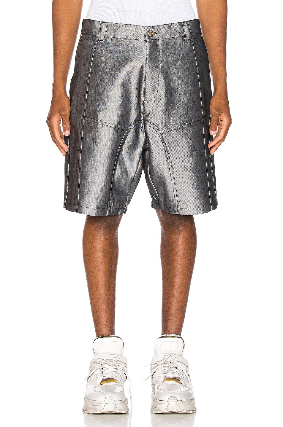 Image 1 of GmbH Denim Shorts in Silver