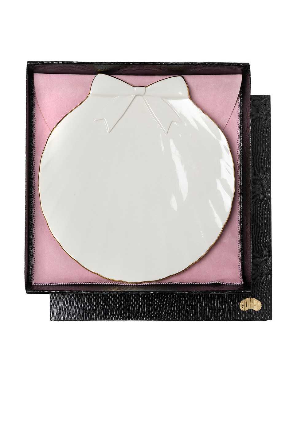 Image 1 of Gohar World Sadaf Serving Plate in White & Gold in Off White With Gold Rim