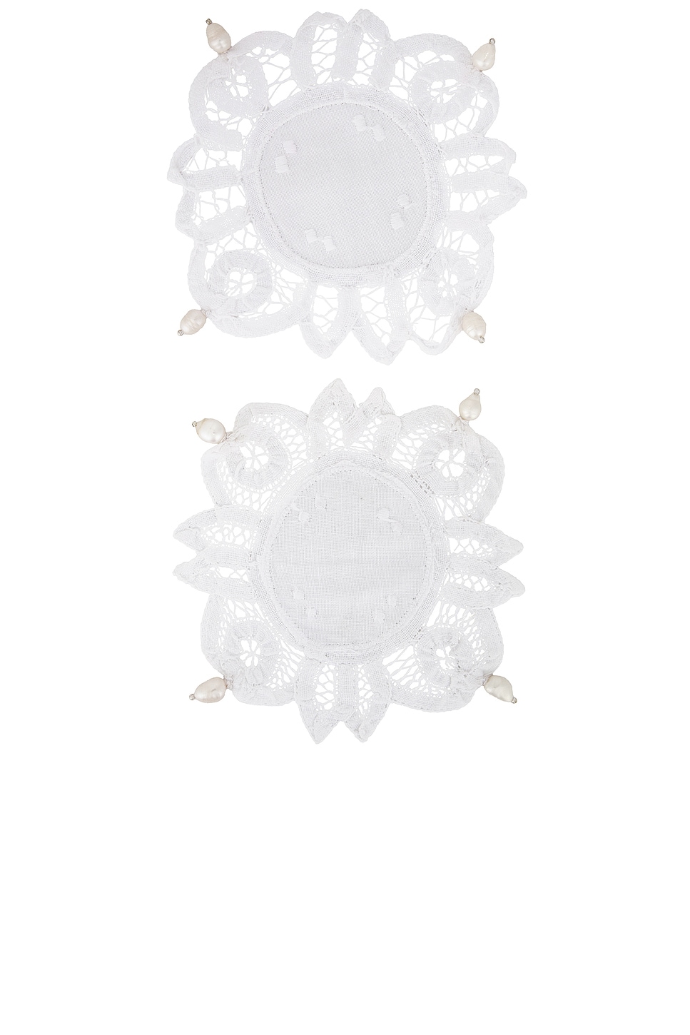 Image 1 of Gohar World Lace Pearl Coasters in White