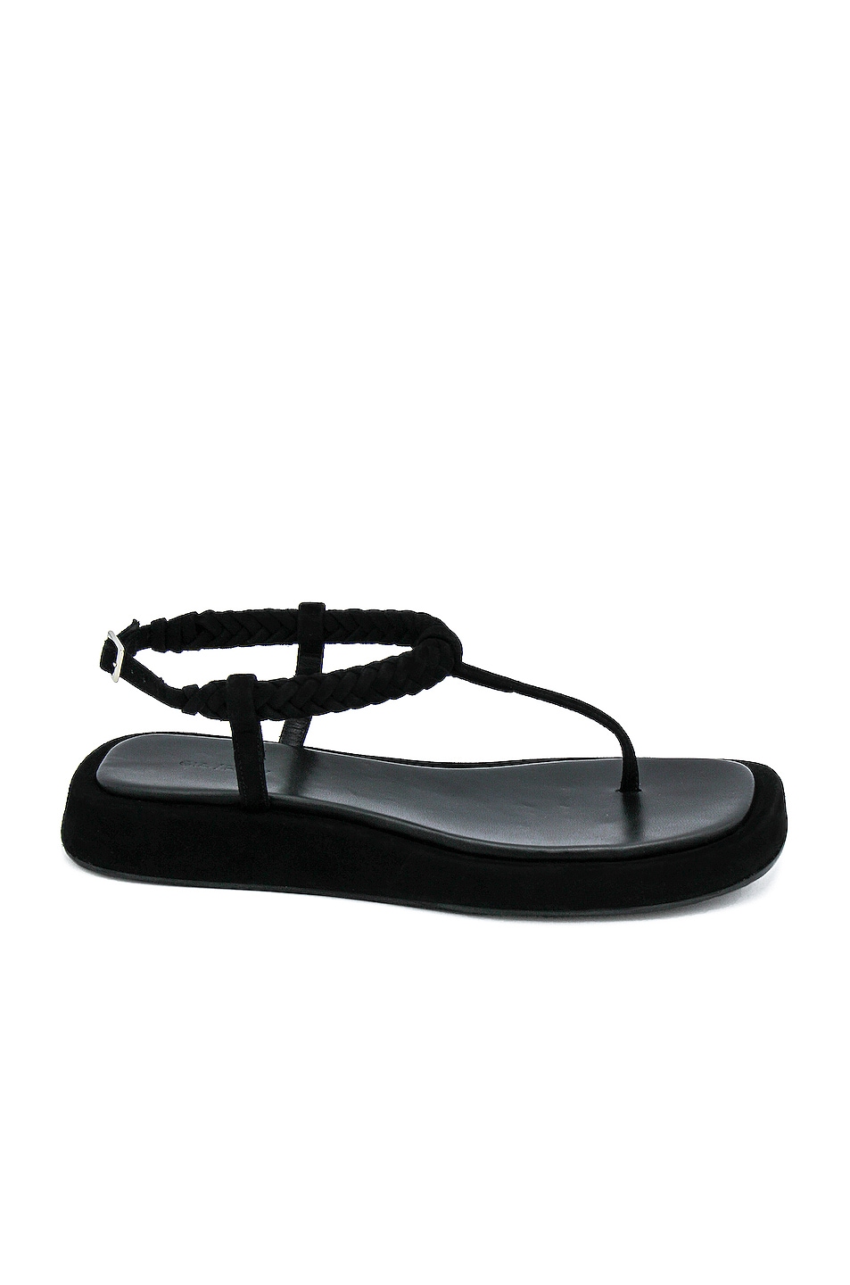 Image 1 of GIA BORGHINI x RHW Flat Thong Suede Sandal in Black
