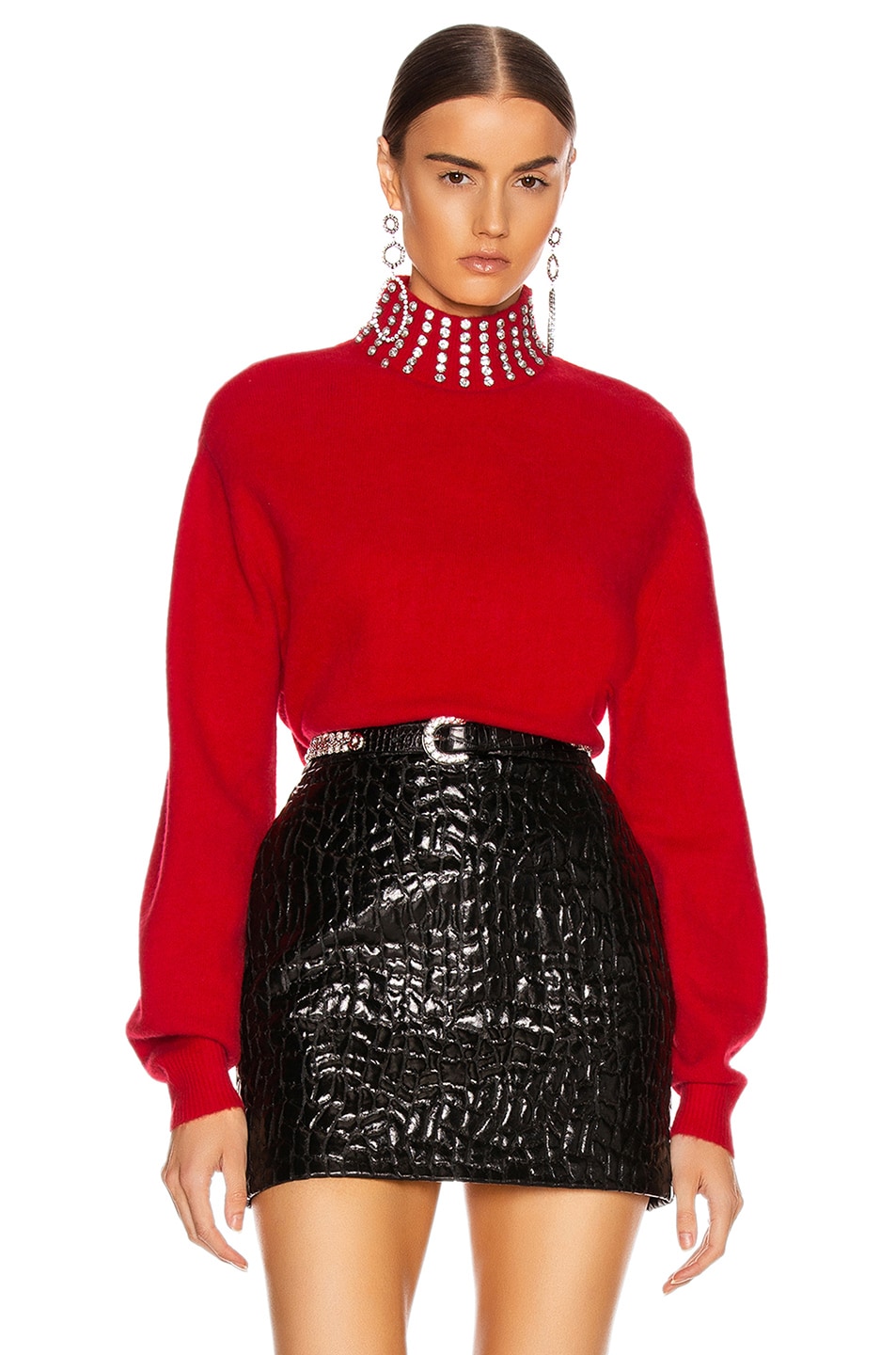 GRLFRND Katherine Embellished Sweater in Cherry Red | FWRD