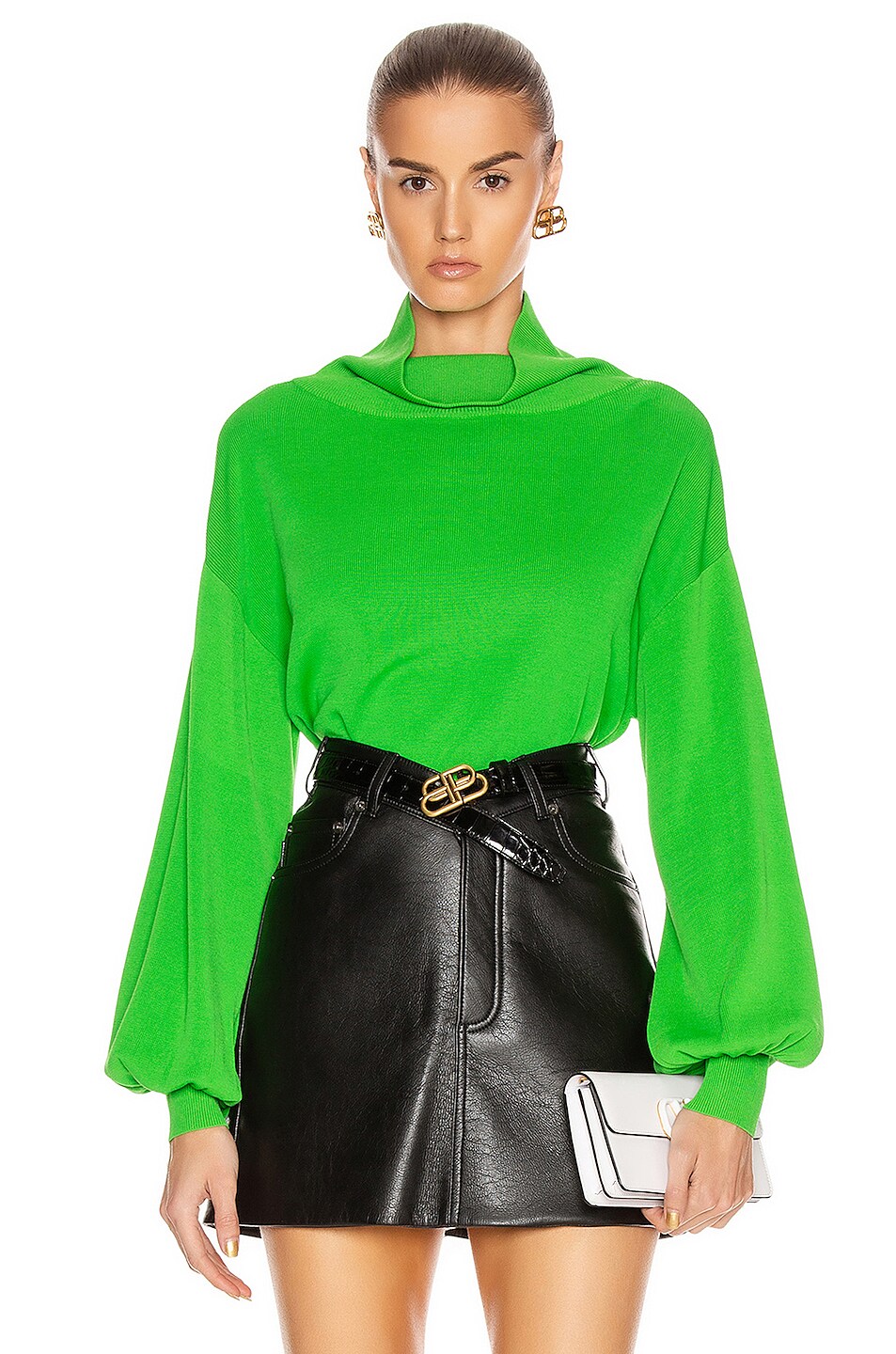 Image 1 of GRLFRND Misty Slouch Sleeve Sweater in Bright Green