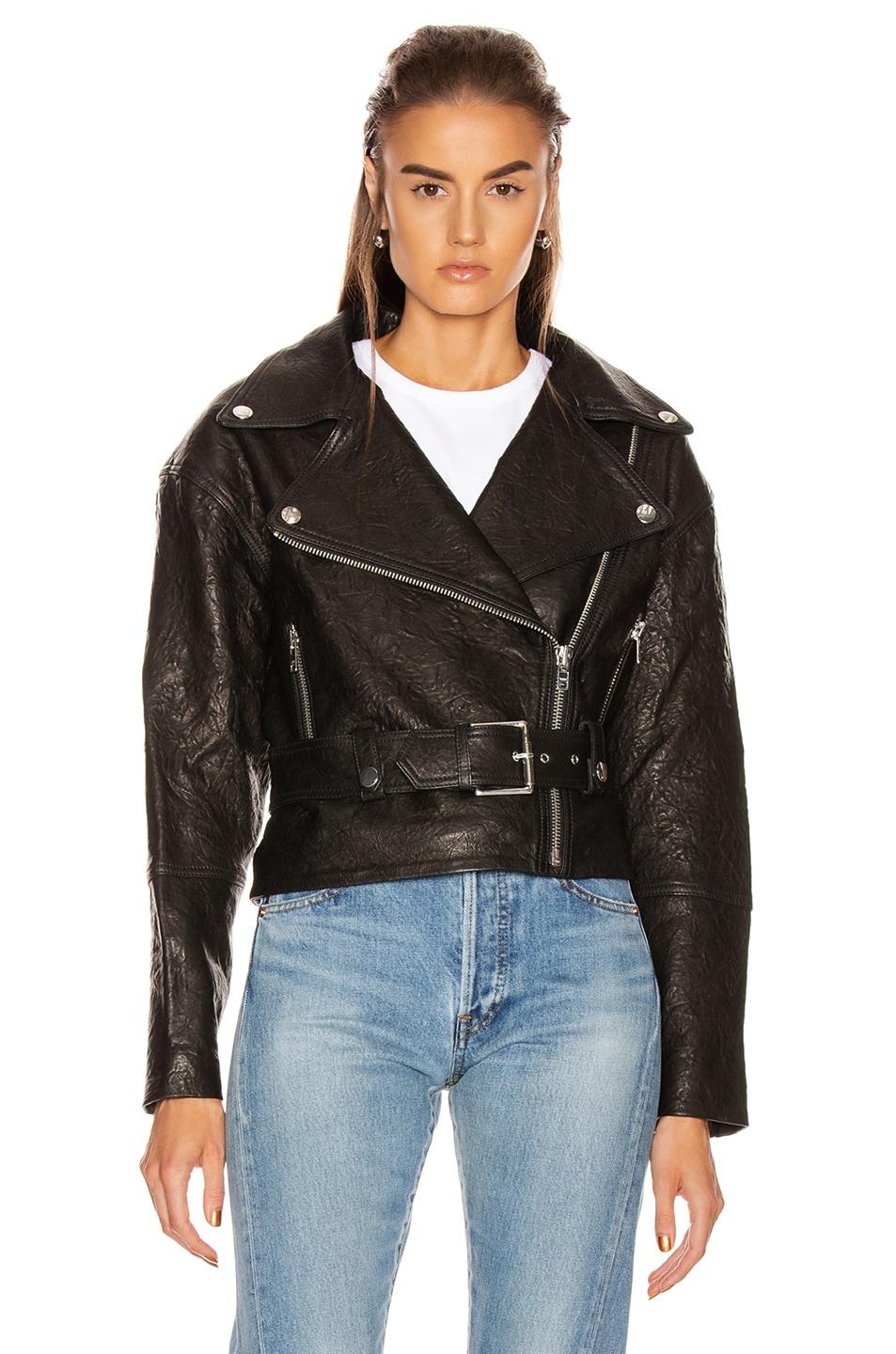 GRLFRND Charlie Leather Moto Jacket in Black | FWRD