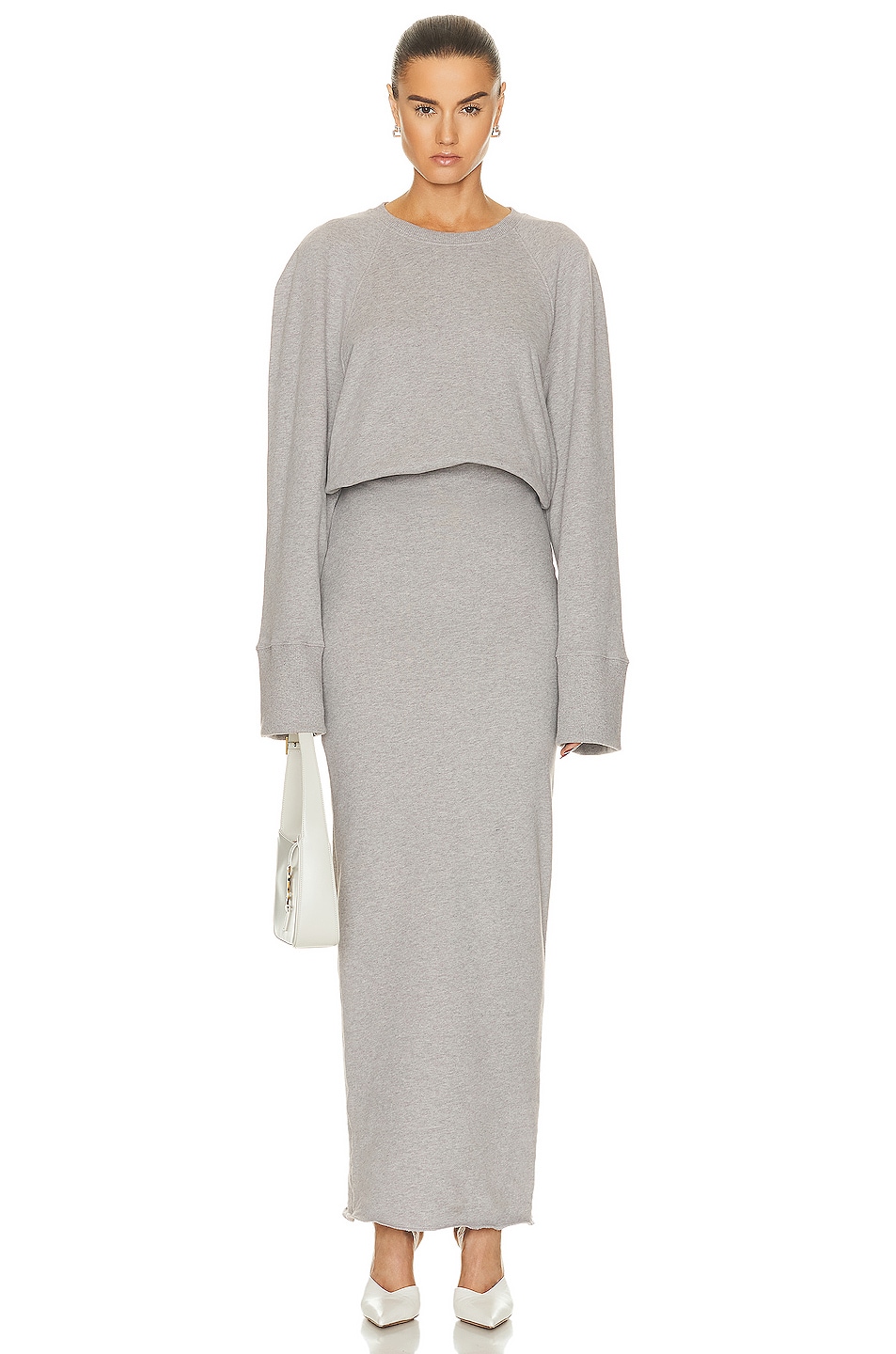 Image 1 of GRLFRND The Femme Sweatshirt Dress in Heather Grey