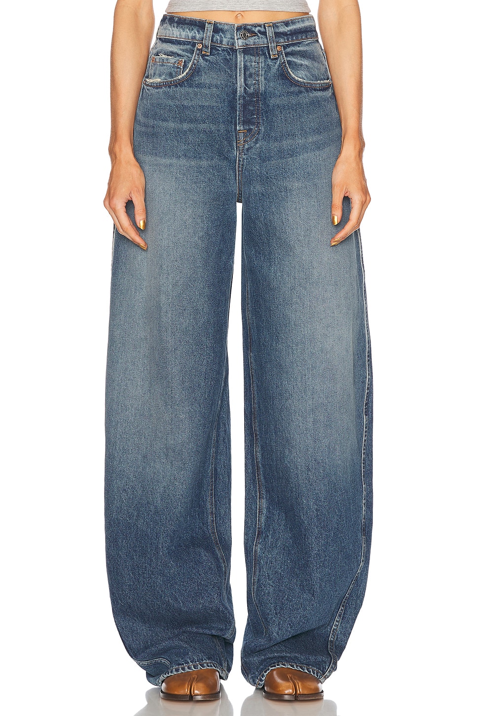Paola Barrel Leg Long Inseam in Blue