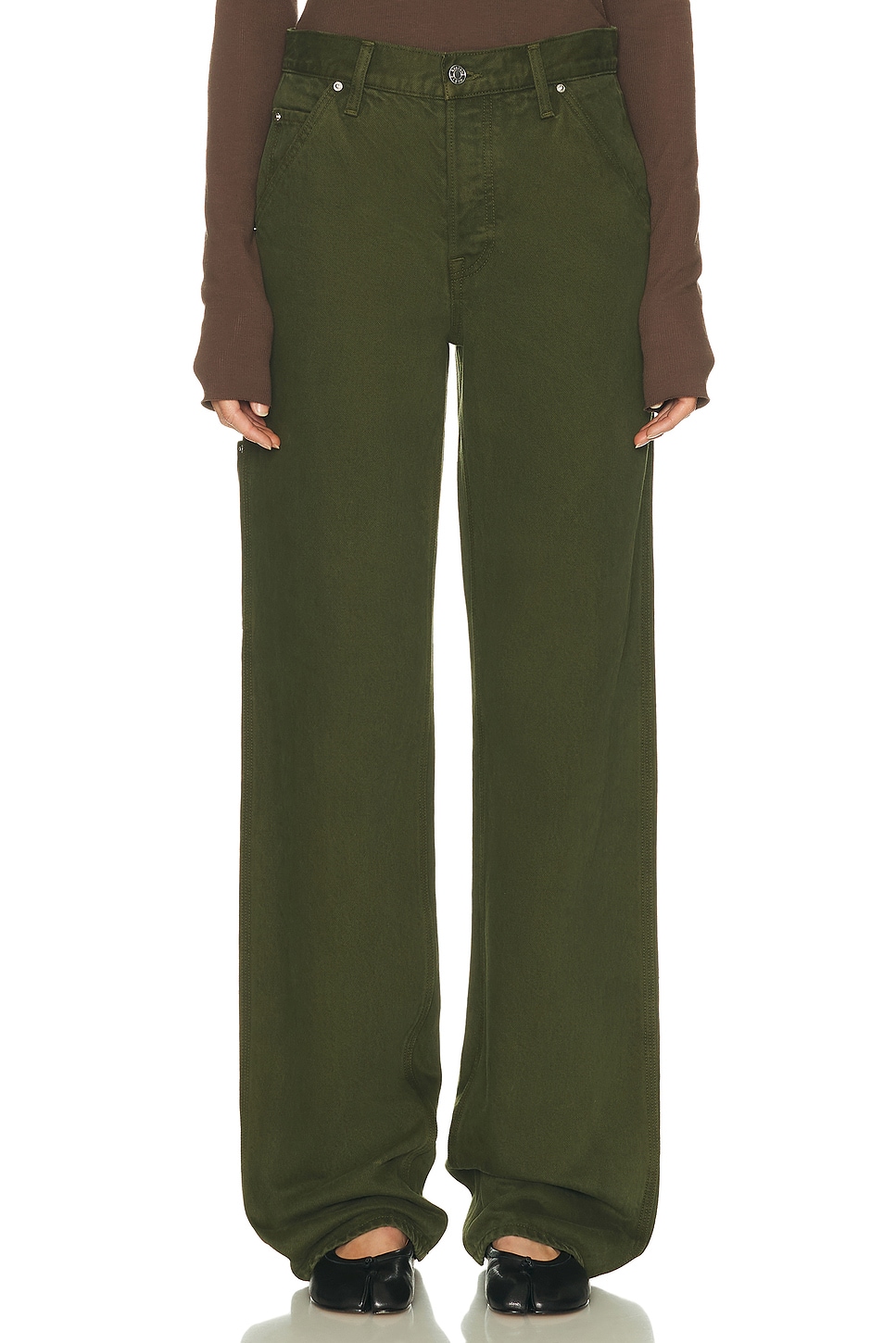 Image 1 of GRLFRND Bella Low Rise Boyfriend Utility in Dark Olive