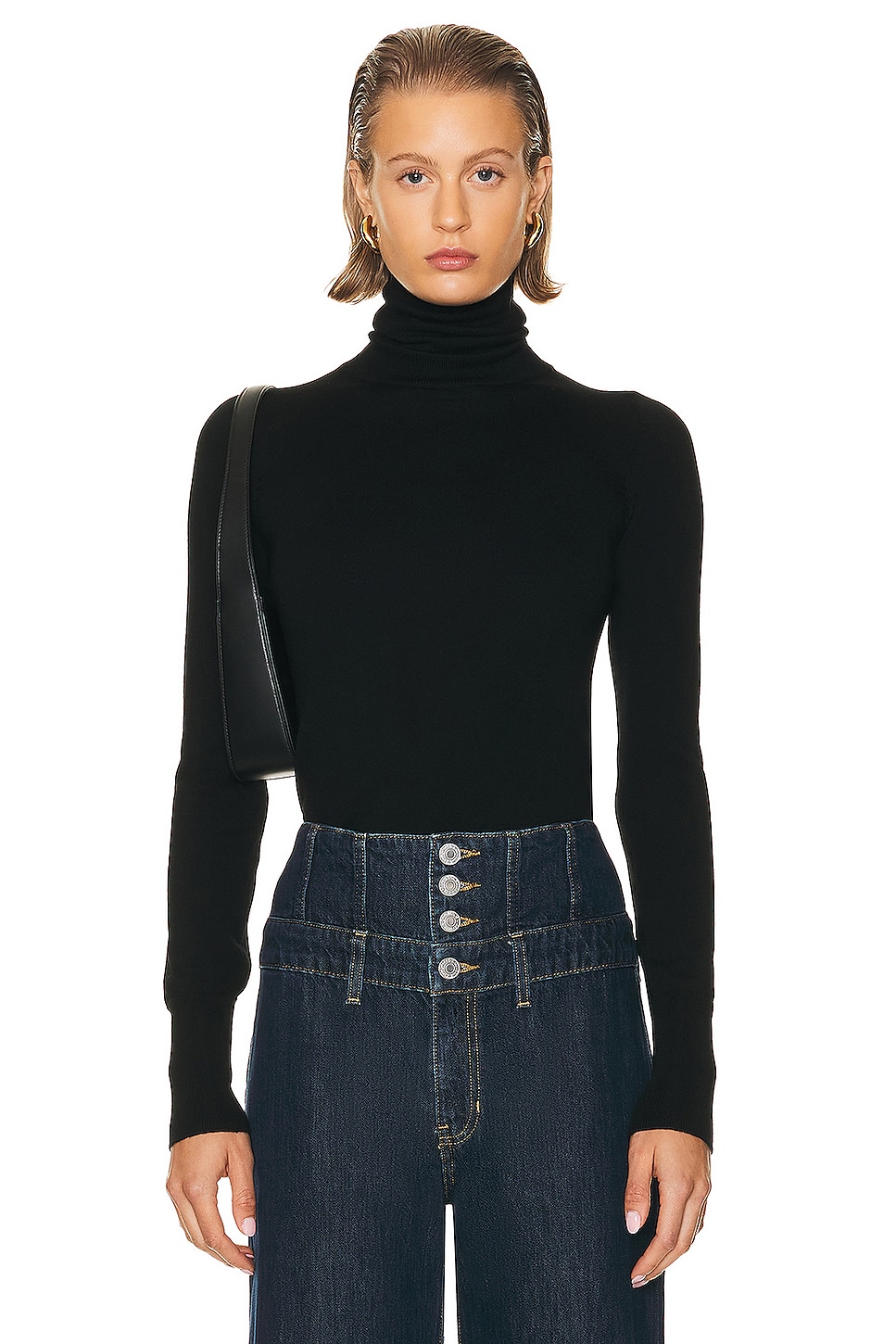 Image 1 of GRLFRND Merino Wool Turtleneck Sweater in Black