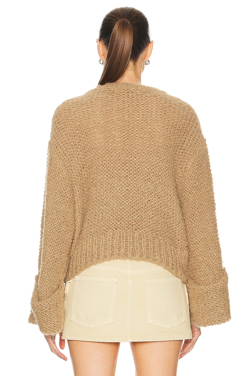 Image 3 of GRLFRND Open Stitch Knit Sweater in Khaki