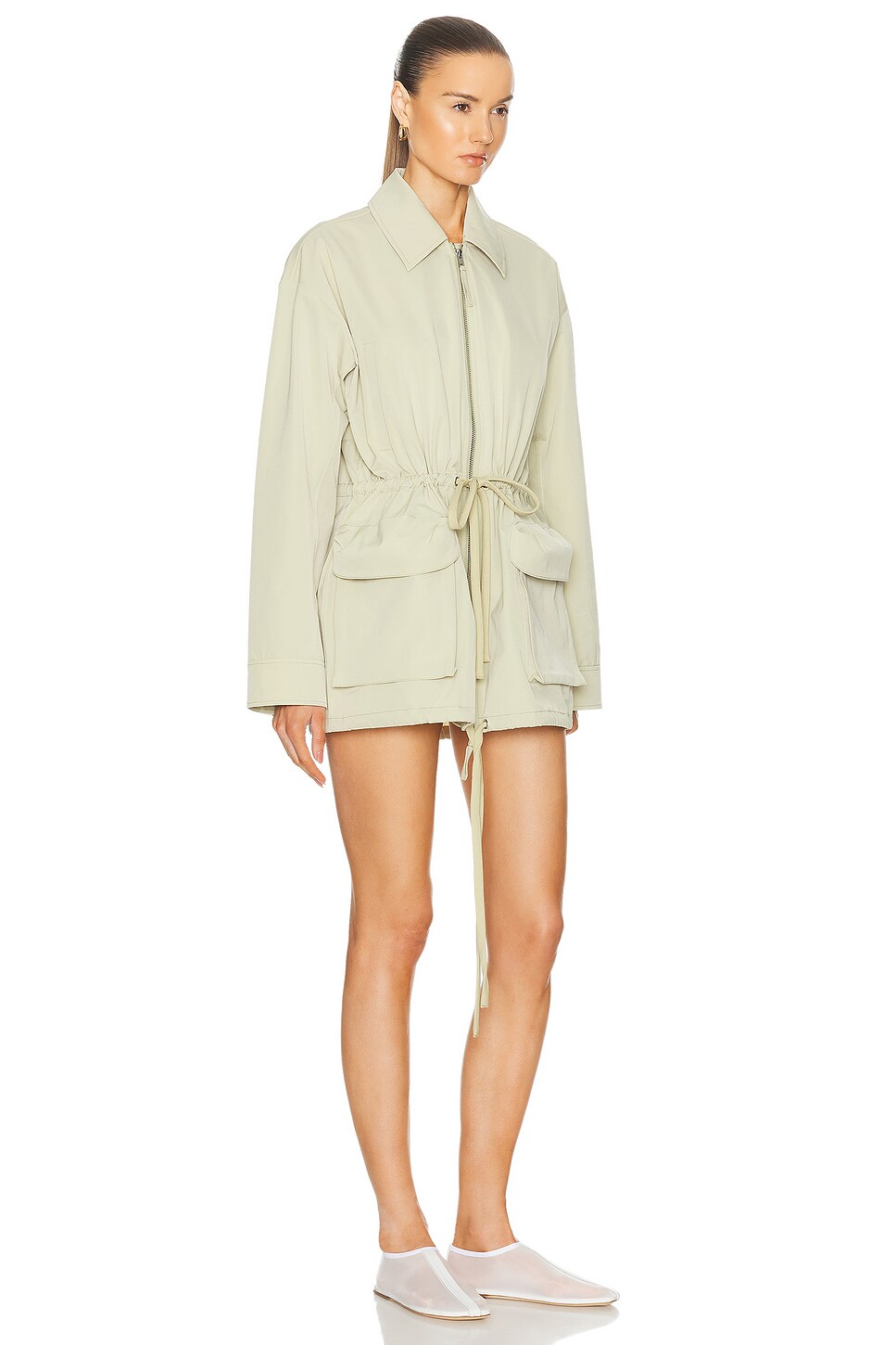 Image 3 of GRLFRND Tech Gabardine Parka Jacket in Light Olive