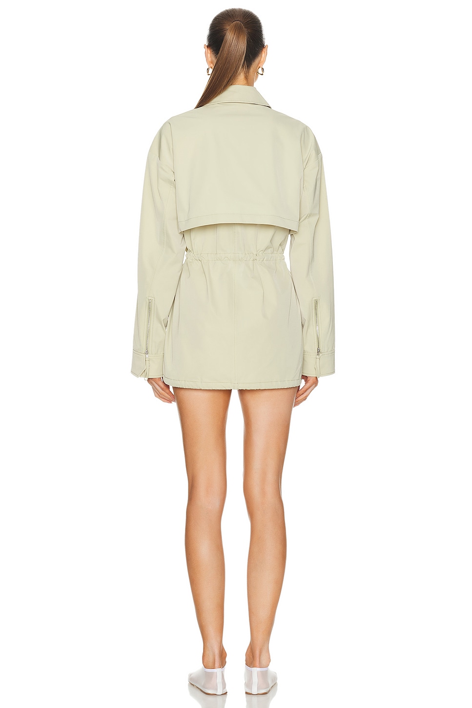 Image 4 of GRLFRND Tech Gabardine Parka Jacket in Light Olive