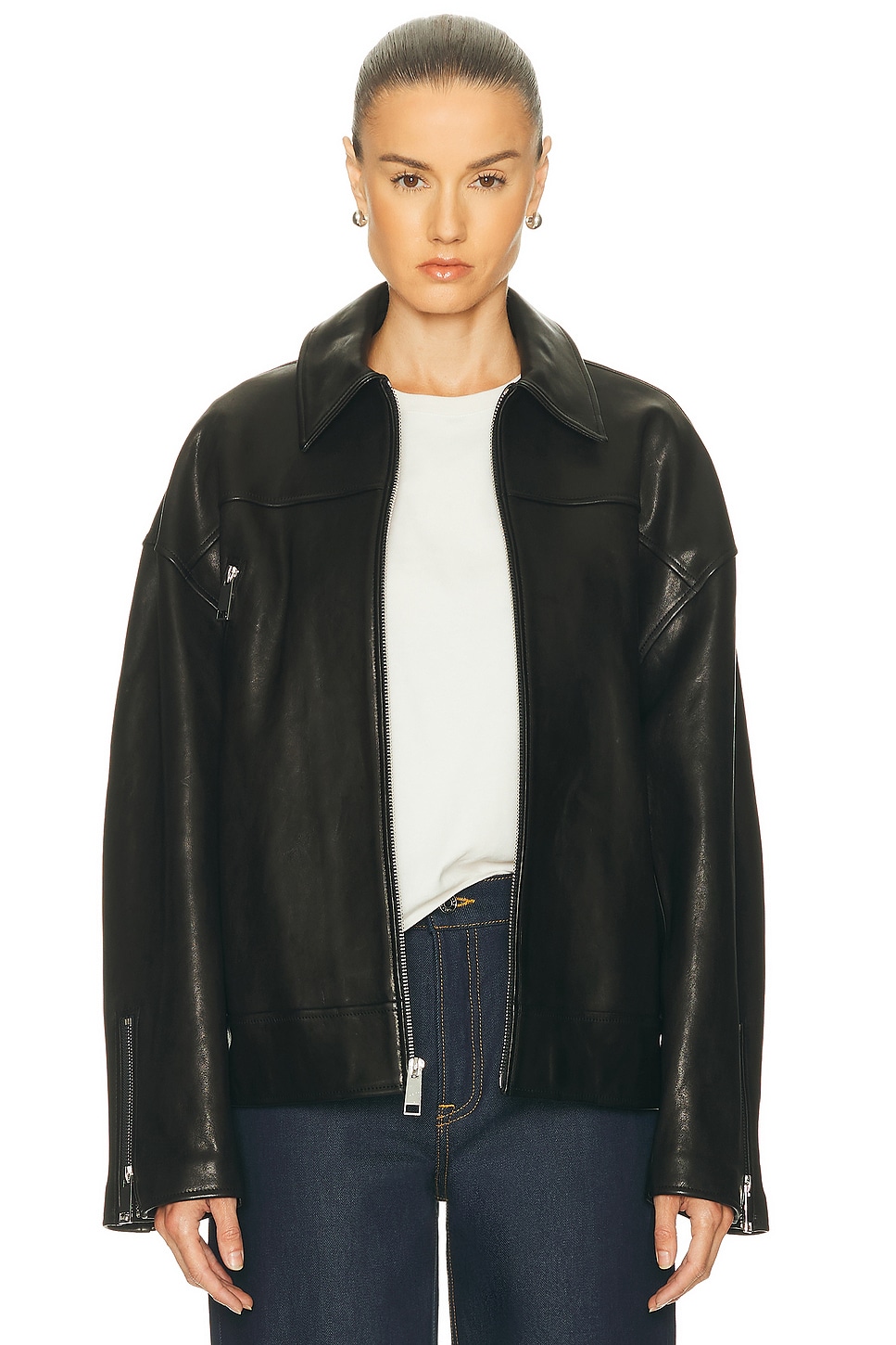 Image 1 of GRLFRND Alek Leather Moto in Black
