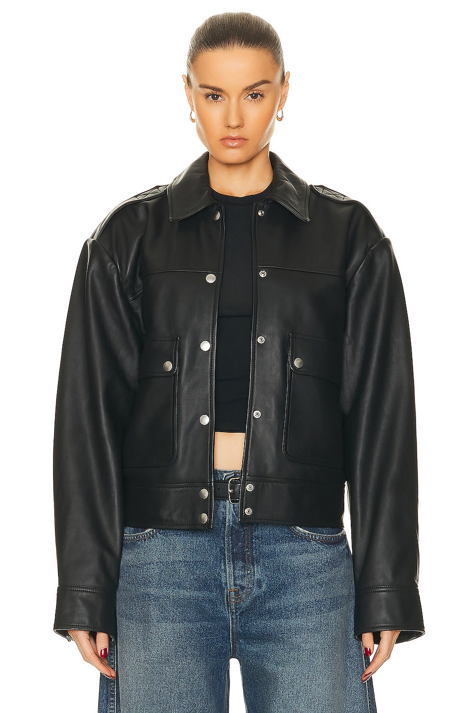 Image 1 of GRLFRND Jayden Leather Jacket in Black