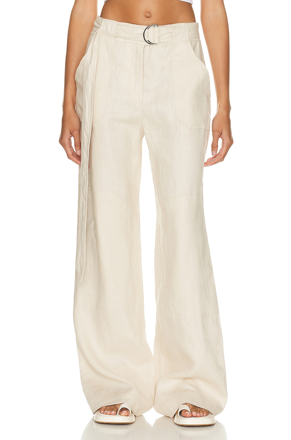 Image 1 of GRLFRND The Linen Cargo Pant in Natural Linen