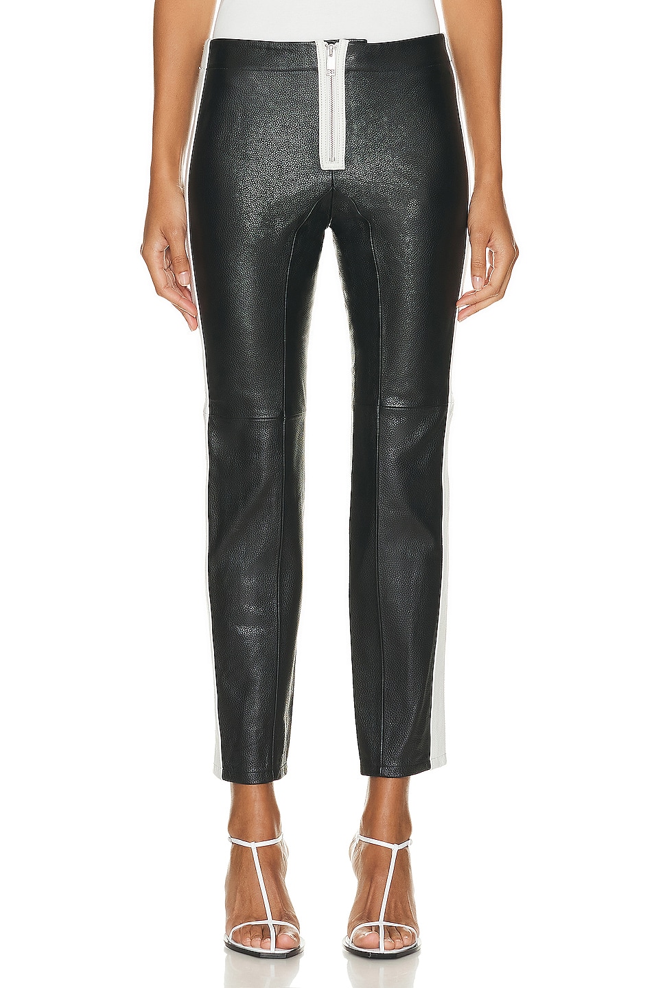Image 1 of GRLFRND The Leather Moto Pant in Black & White