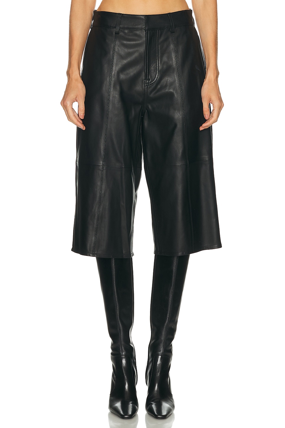 Image 1 of GRLFRND Foster Leather Culotte in Black