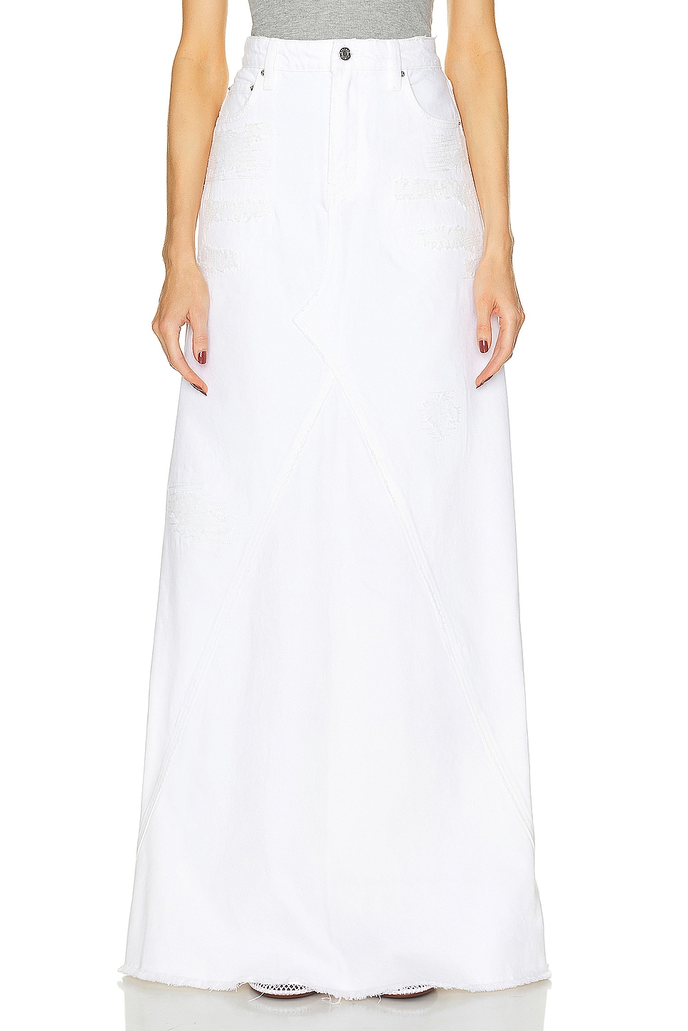 Image 1 of GRLFRND Fiona Godet Maxi Skirt in White Rip