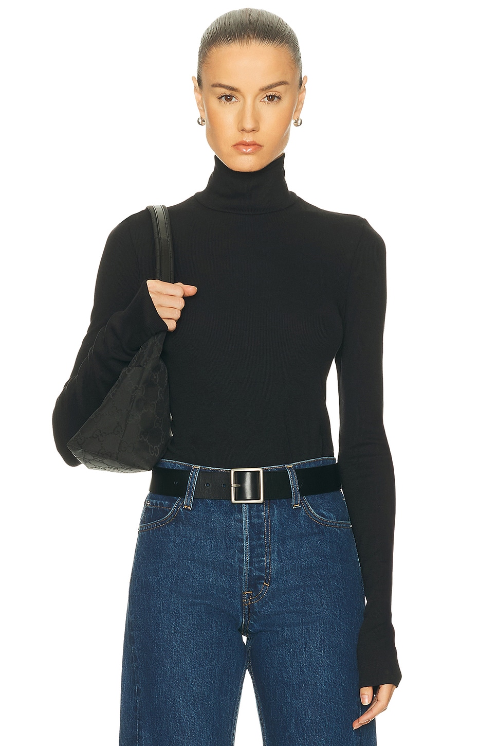 Image 1 of GRLFRND Essential Long Sleeve Turtleneck in Black