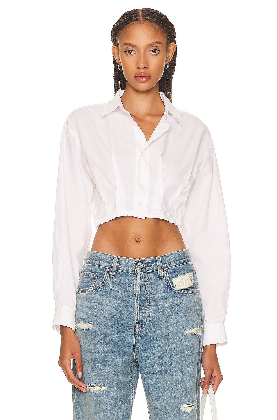 Image 1 of GRLFRND Kayley Cropped Shirt in White