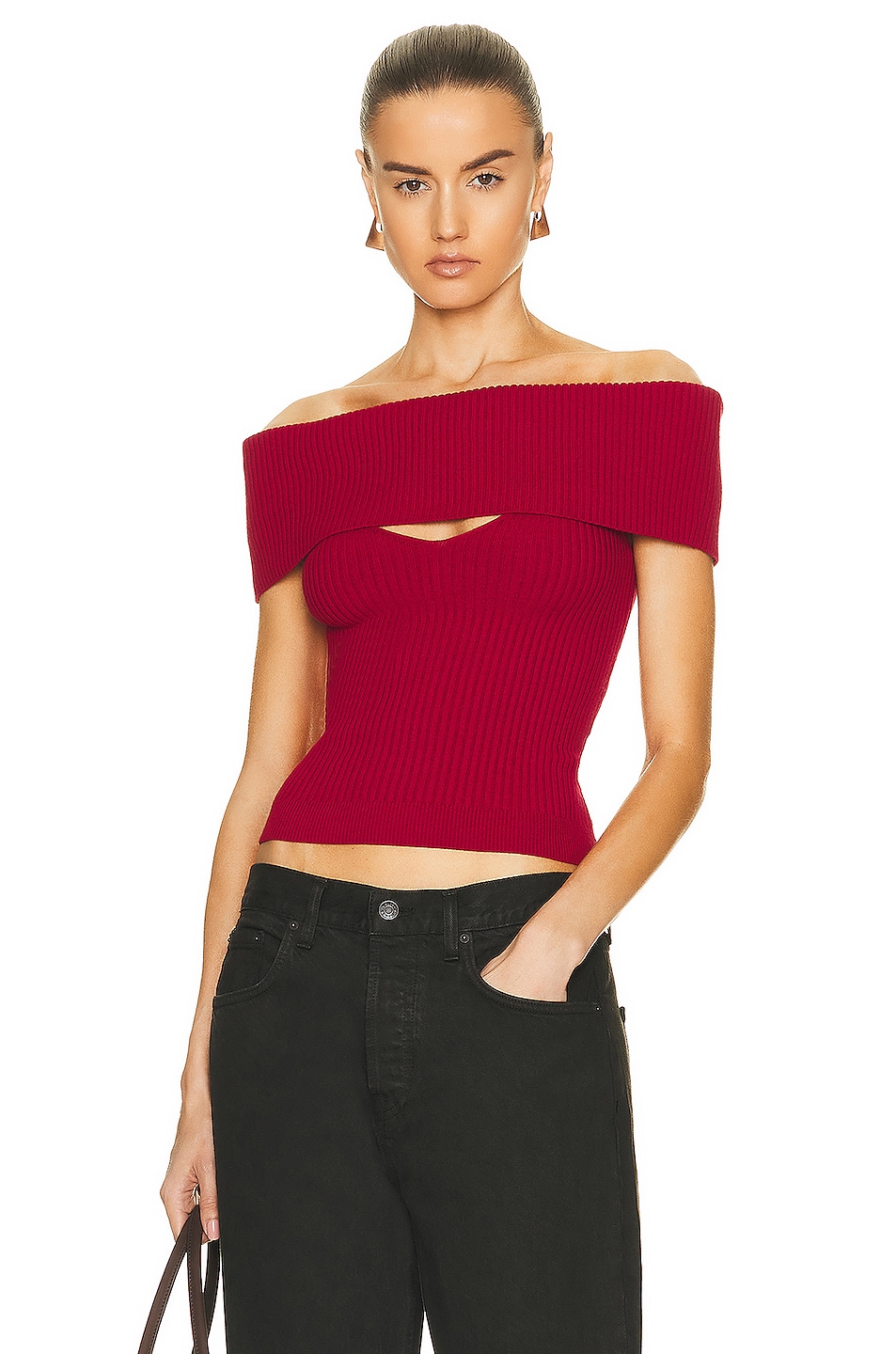 Image 1 of GRLFRND Crystal Knit Top in Red