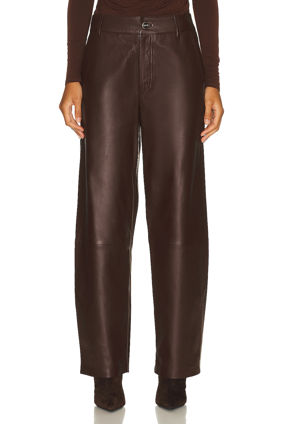 Trey Leather Trouser in Brown