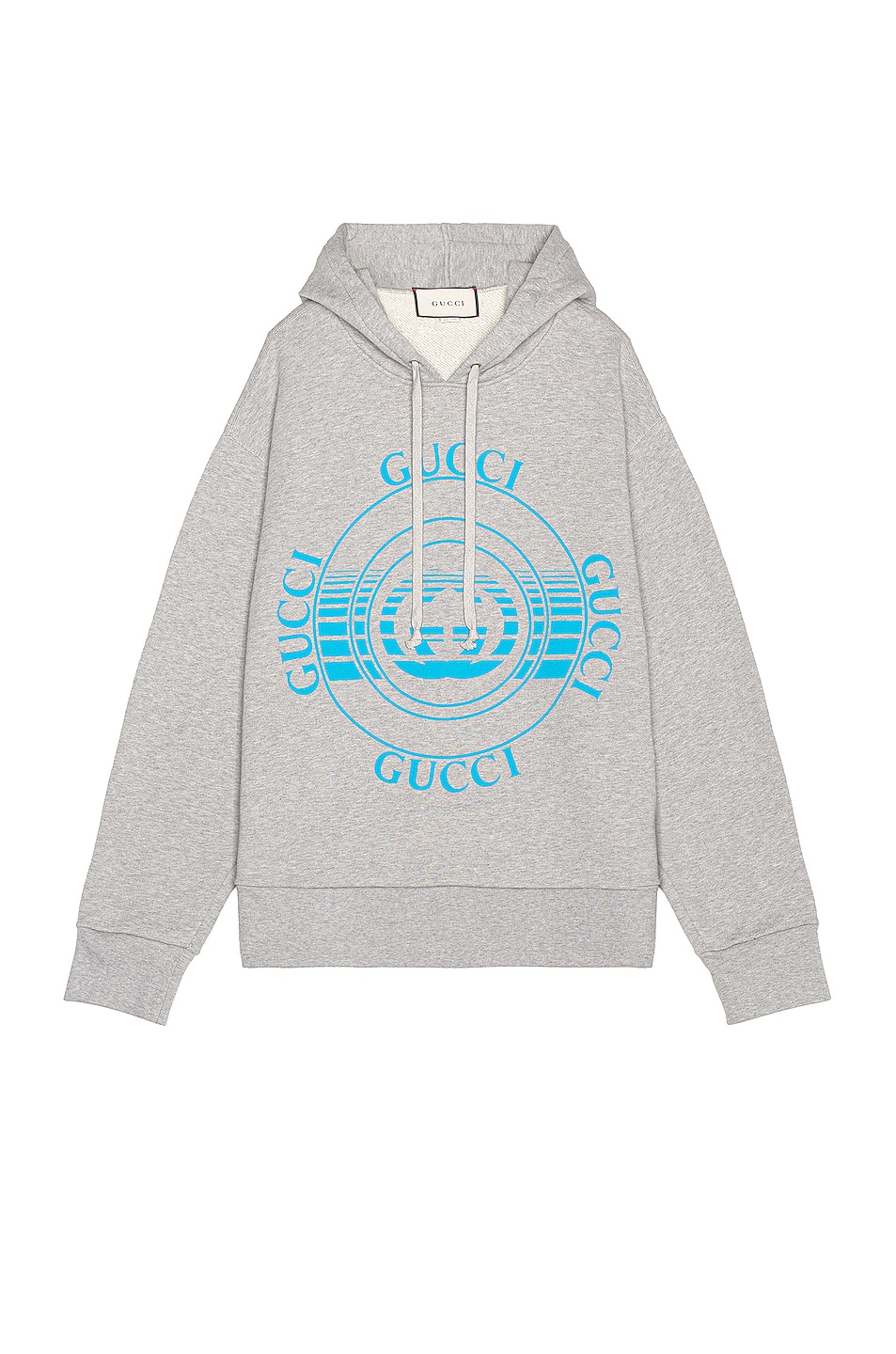 Image 1 of Gucci Cotton Jersey Hoodie in Medium Grey & Cobalt in Medium Grey & Cobalt