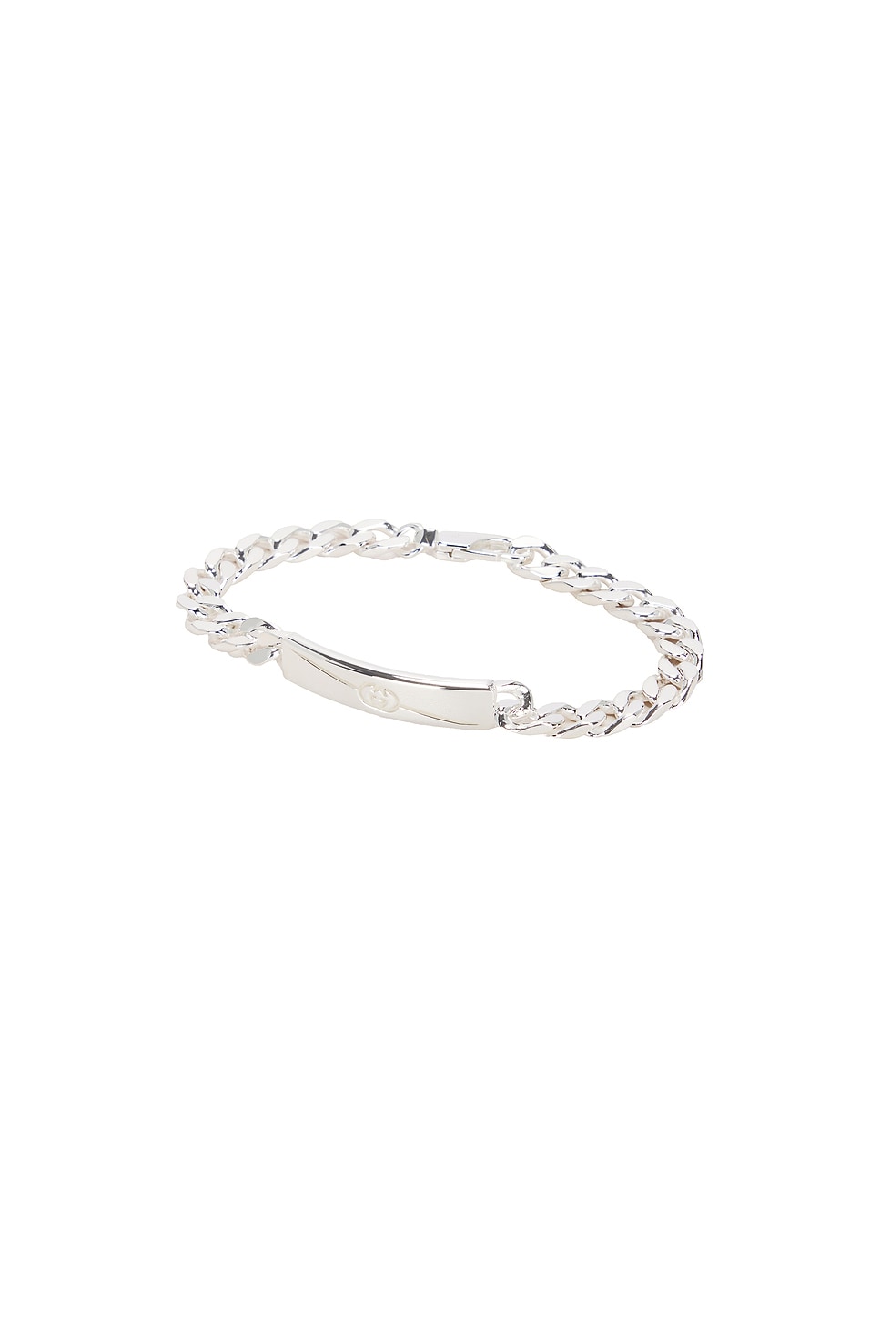 Shop Gucci Diagonal Interlocking G Bracelet In Sterling Silver