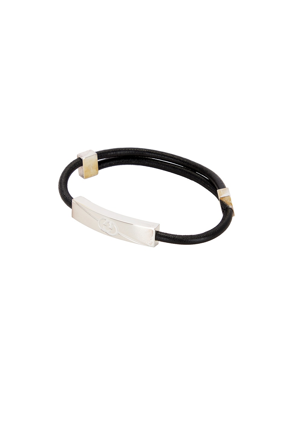 Shop Gucci Diagonal Interlocking G Bracelet In Silver & Black