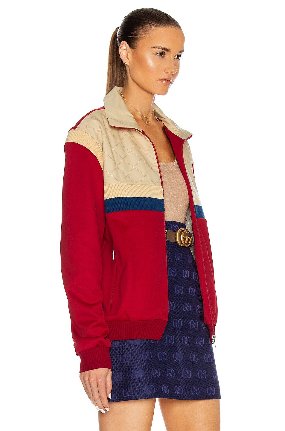 Gucci Track Jacket in Live Red & Ivory P & Mix FWRD