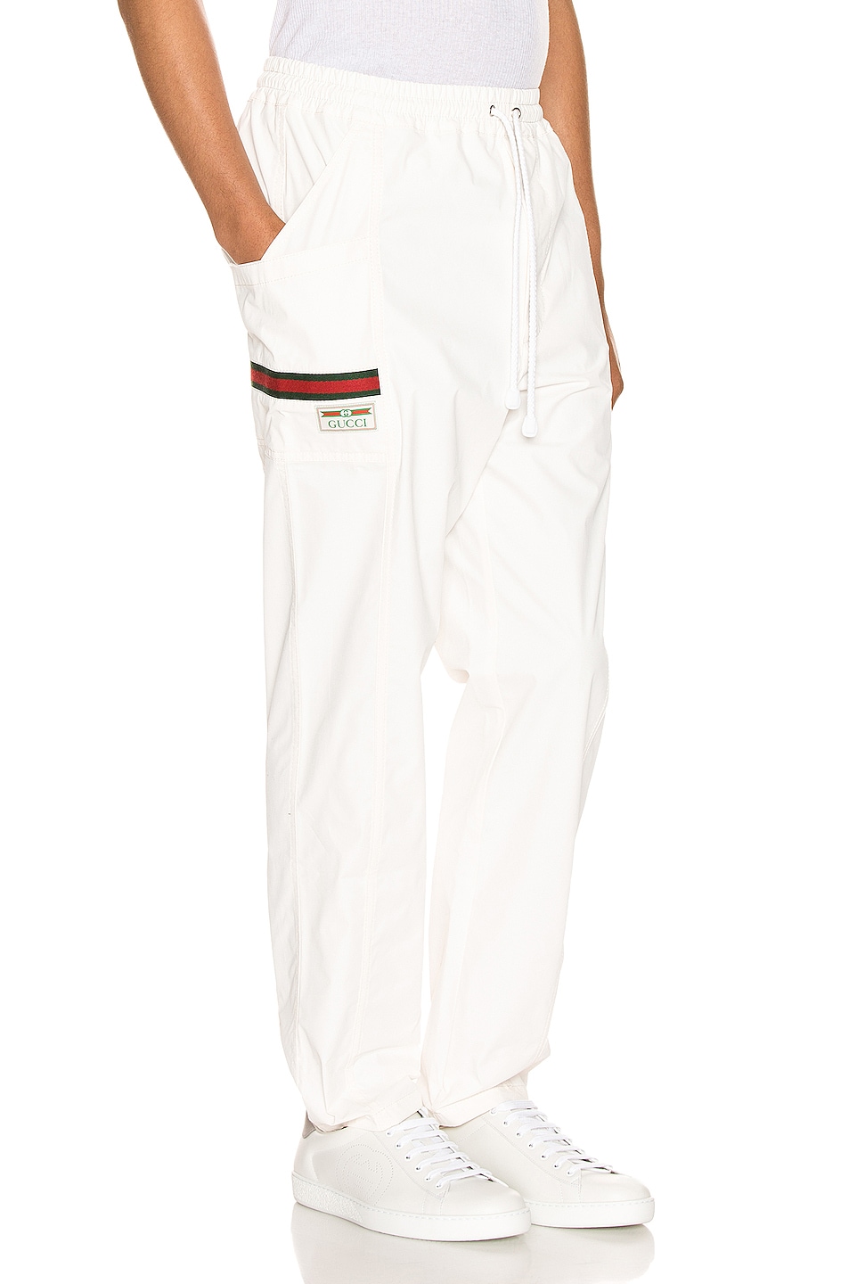 Image 1 of Gucci Cotton Canvas Pant With Gucci Label in White & Multi
