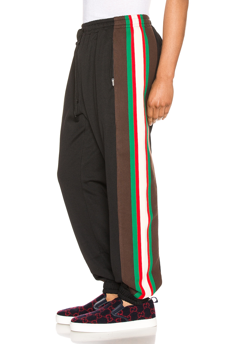 Image 1 of Gucci Track Pants in Black & Green & Red