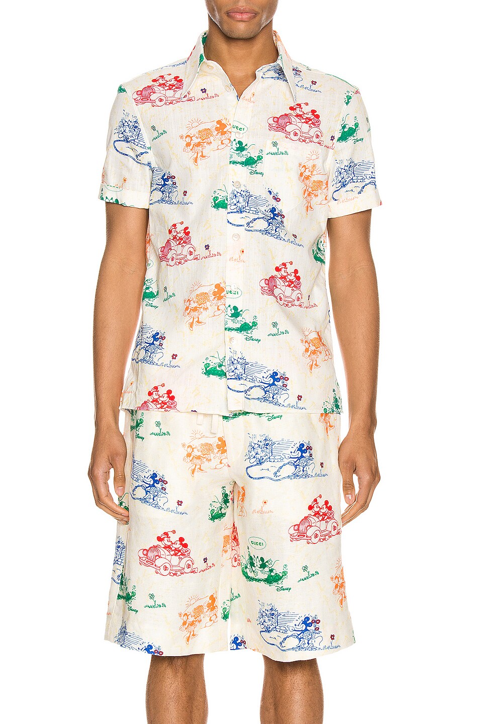 Image 1 of Gucci x Disney Printed Cotton Shirt in Ivory & Yard Print