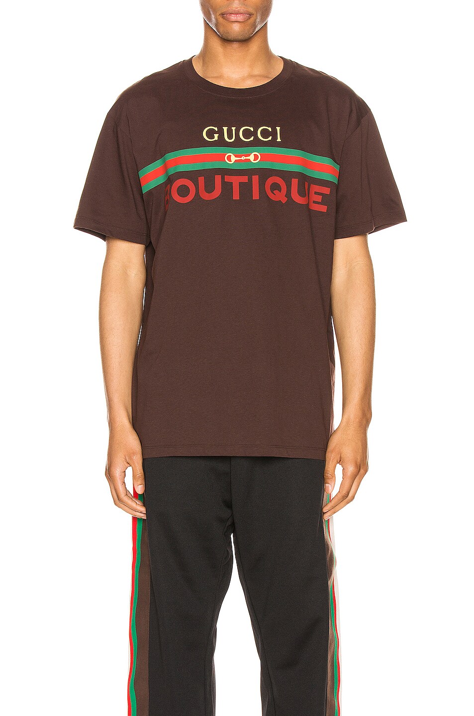 Image 1 of Gucci Logo Tee in Dark Chocolate & Mc