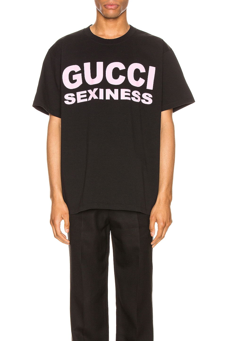 Image 1 of Gucci Logo Tee in Black & Pink
