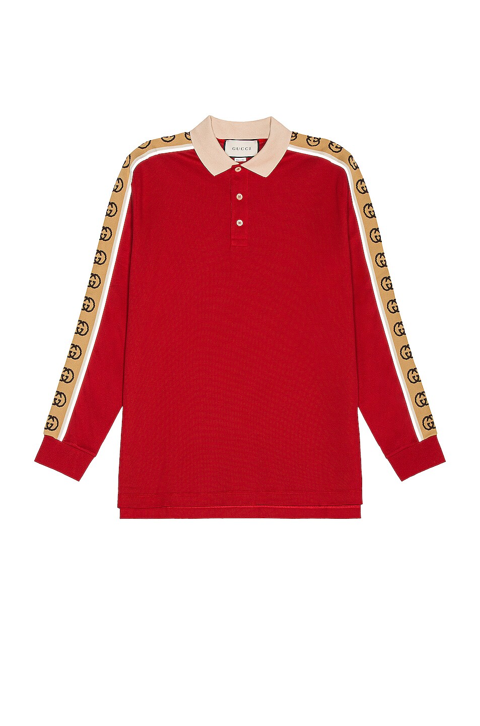 Image 1 of Gucci Long Sleeve Polo in Live Red & Multicolor