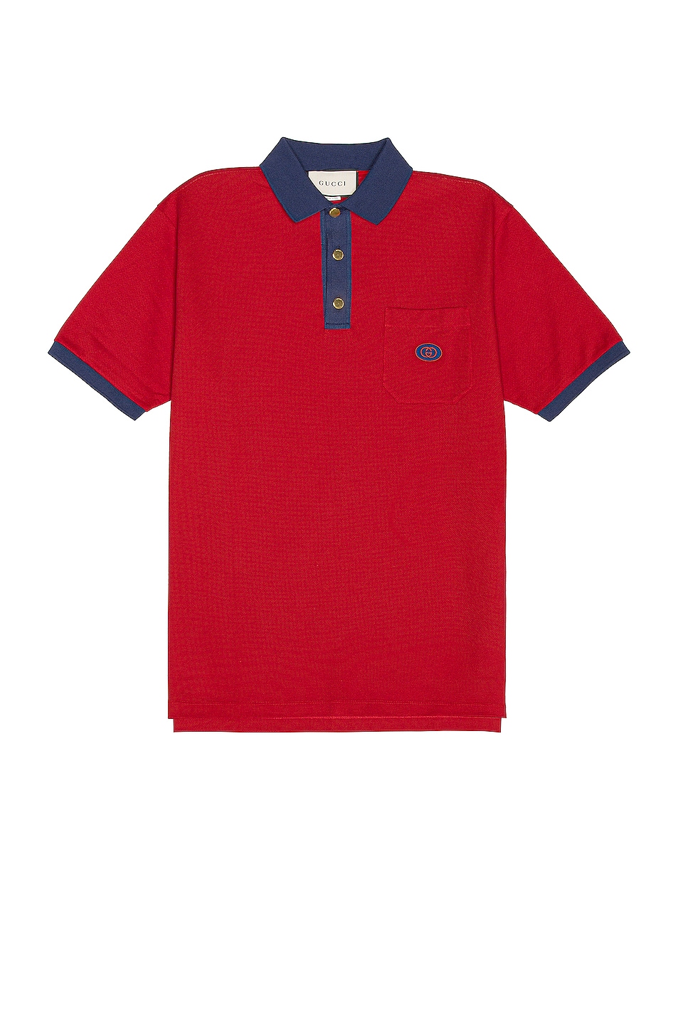 Image 1 of Gucci Short Sleeve Polo in Live Red & Ink