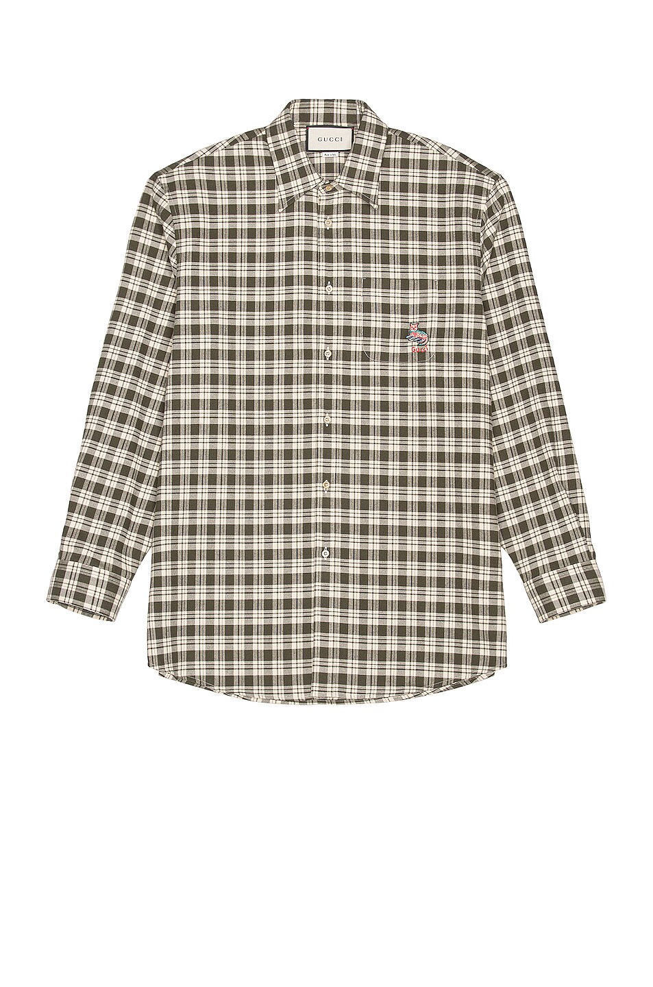 Image 1 of Gucci Long Sleeve Button Down in Green & Ivory & Mc & Mix