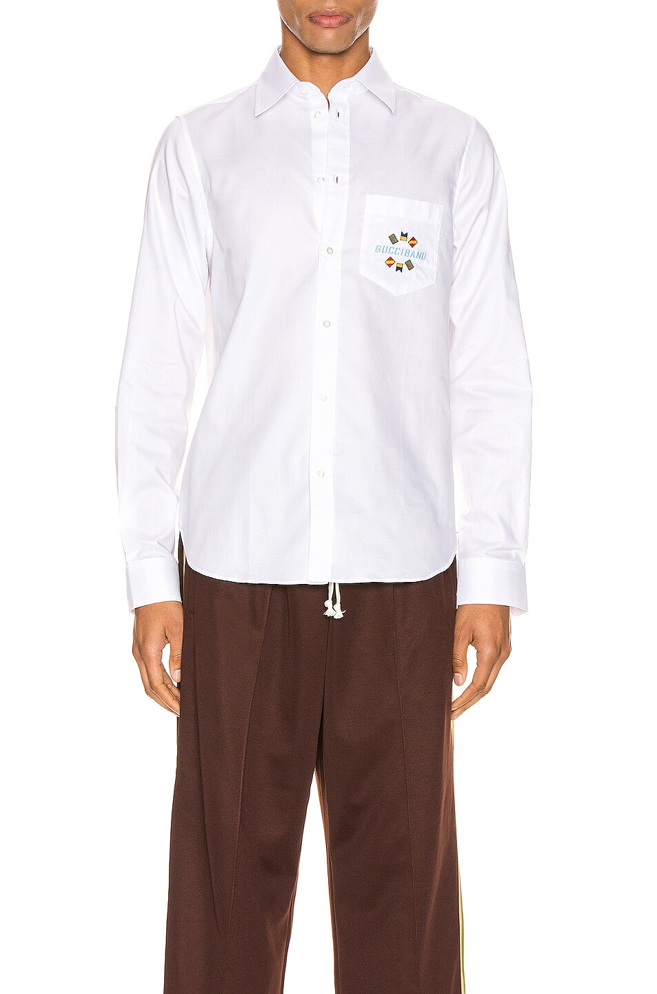 Image 1 of Gucci Gucci Band Embroidered Cotton Shirt in White